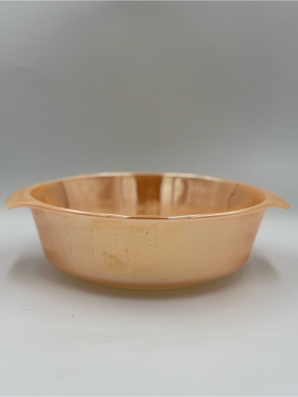 Vintage Anchor Hocking Peach Luster Casserole 1.5qt with Handles